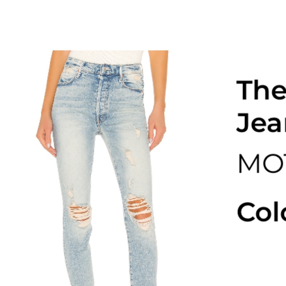 MOTHER Women's Light Blue Ripped Skinny Jeans Super Stunner Ankle Sz 24